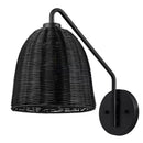 Highler 1-Light Matte Black Wall Sconce with Black Rattan Shade - 1008433729
