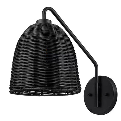 Hampton Bay HD5887G4 Lámpara de Pared Highler Negra Mate con Pantalla de Ratán | MiOfertas