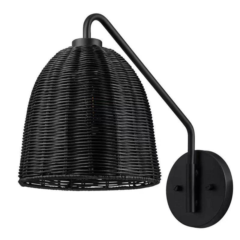 Hampton Bay HD5887G4 Lámpara de Pared Highler Negra Mate con Pantalla de Ratán | MiOfertas