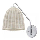Highler 1-Light Silver Wall Sconce with White Rattan Shade - 1008433730
