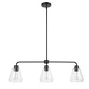 Granby 3-Light Matte Black Linear Chandelier with Glass Shades - 1008461838