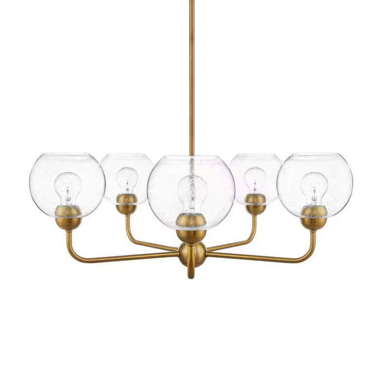 Jill 5-Light Gold Chandelier with Clear Seeded Glass Shade - 1008466021
