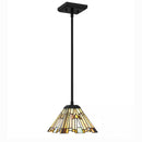 Waterville 1-Light Matte Black Mini Pendant with Tiffany Glass Shade - 1008550616