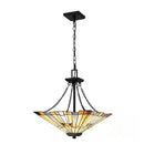 Waterville 3-Light Matte Black Shaded Pendant with Tiffany Glass Shade - 1008560869