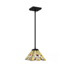 Fallsdale 1-Light Matte Black Mini Pendant with Tiffany Glass Shade - 1008574961