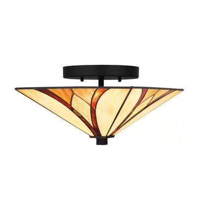 Home Decorators Collection HD7839B 12" Lámpara Semi-Empotrada Negra Mate con Pantalla Tiffany | MiOfertas