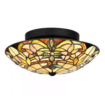 Home Decorators Collection HD7840A 12" Lámpara Semienrasada Tiffany Negra Mate | MiOfertas