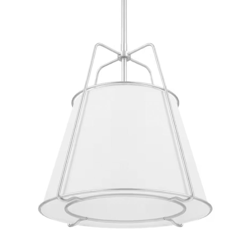 Havenport 2-Light Silver Pendant with White Fabric Shade - 1008631503