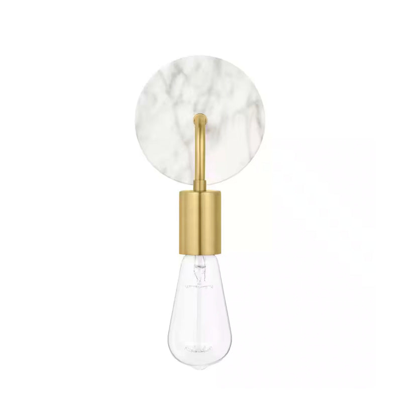 Hensley 1-Light Gold and Faux Marble Indoor Wall Sconce Light Fixture - 1008650578