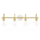 Hensley 30 in. 4-Light Gold and Faux Marble Bathroom Vanity Light Fixture - 1008650630