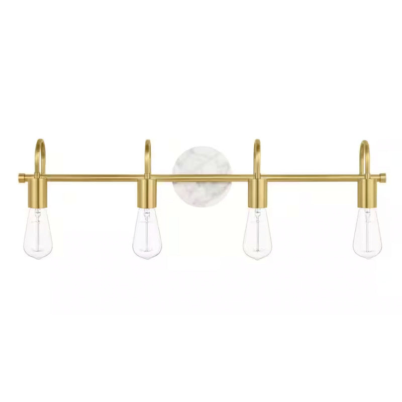 Hensley 30 in. 4-Light Gold and Faux Marble Bathroom Vanity Light Fixture - 1008650630