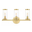 Loveland 16.625 in. 3-Light Brass Bathroom Vanity Light Fixture with Clear Glass Shades - 1008650658
