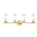 Loveland 25 in. 4-Light Brass Bathroom Vanity Light Fixture with Clear Glass Shades - 1008650675