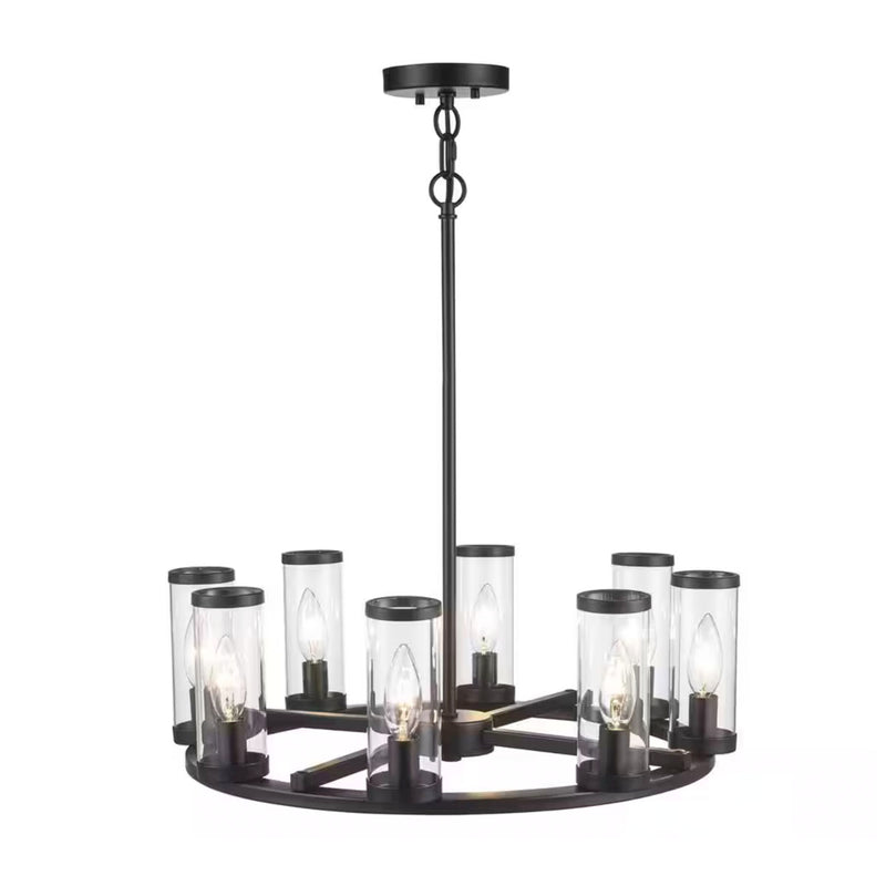 Hampton Bay 71717 BK Loveland 8-Light Candelabro Negro Rueda de Carro | MiOfertas