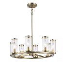 Loveland 8-Light Brass Wagon Wheel Chandelier Light Fixture with Clear Glass Shades - 1008650679