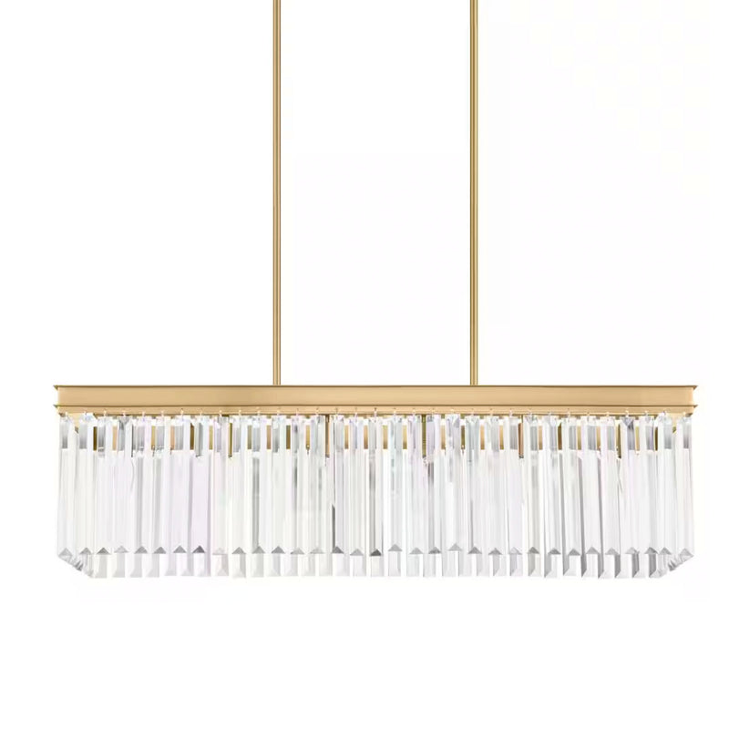North Falls 6-Light Gold Linear Pendant Light with Crystals - 1008653807