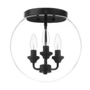 Gardenbrook 12.25 in. 3-Light Matte Black Flush Mount with Clear Glass Shade - 1008779093