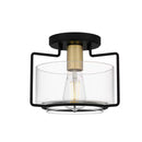 Bernbrooke 9.38 in. 1-Light Matte Black and Brushed Gold Flush Mount - 1008779371
