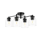 Boundbrook 26.25 in. 4-Light Matte Black Semi-Flush Mount with Clear Glass Shades - 1008779374