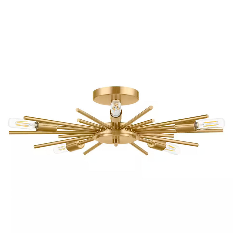 Brookings 21.63 in. 5-Light Brushed Gold Semi-Flush Mount - 1008779426