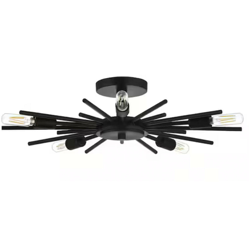 Brookings 21.63 in. 5-Light Matte Black Semi-Flush Mount - 1008779429