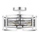 Hayfield 12 in. 2-Light Matte Black and Chrome Semi-Flush Mount - 1008779474