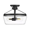 Hampton Bay KES8202AX-01 13" Lámpara Semi-Empotrada Negra Mate Vidrio Transparente | MiOfertas