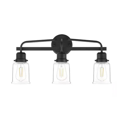 Timphaven 22-1/8 in. W 3-Light Vanity Light Matte Black Clear Glass - 1008799037