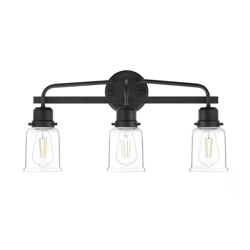 Timphaven 22-1/8 in. W 3-Light Vanity Light Matte Black Clear Glass - 1008799037