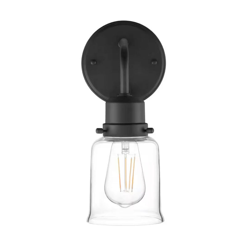 Timphaven 1-Light Wall Sconce Matte Black Clear Glass - 1008804400