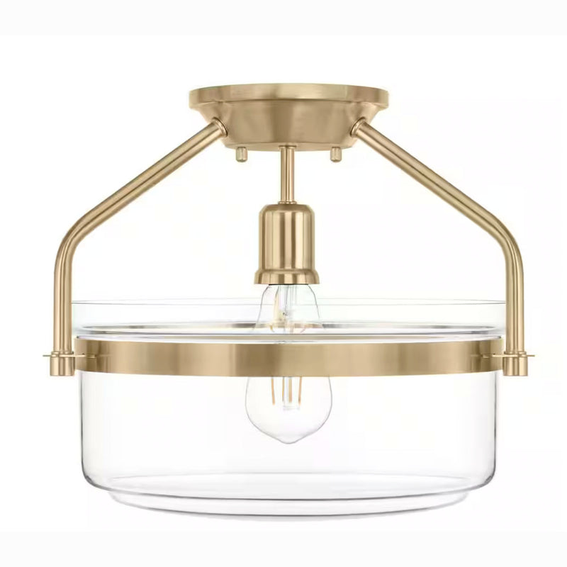 Timphaven 1-Light 13 in. W Brass Mount Semi-Flush Clear Glass - 1008804527