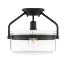 Timphaven 13 in. W 1-Light Matte Black Semi-Flush Mount Clear Glass - 1008804530
