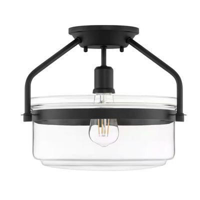 Hampton Bay LCF8201AM-01/MB 13" Lámpara Semi-Empotrada Negra Mate Vidrio Transparente | MiOfertas