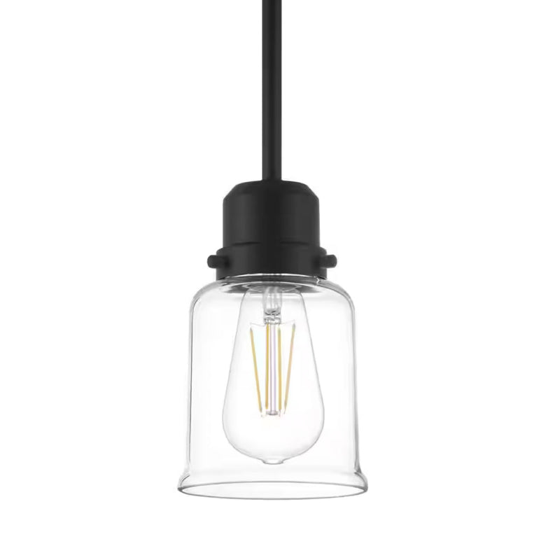 Timphaven 1-Light Matte Black Shaded Mini-Pendant Clear Glass - 1008804879