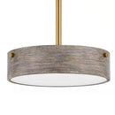 Huntmoor 60-Watt 3-Light Old Satin Brass Pendant with Ebony Wood Metal and Etched White Diffuser Shade - 1008813401