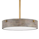 Huntmoor 60-Watt 4-Light Old Satin Brass Pendant with Ebony Wood Metal and Etched White Diffuser Shade - 1008813403