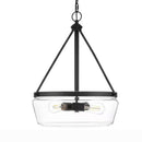 Delano 18 in. W 3-Light Globe Pendant Matte Black Clear Glass - 1008813582