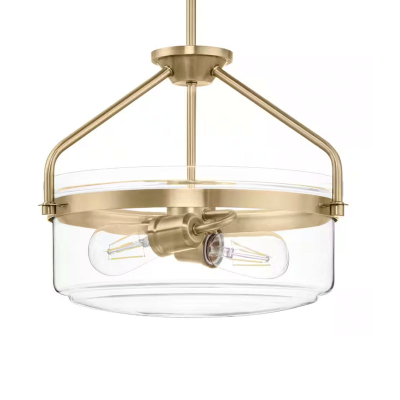 Timphaven 15 in. 2-Light Globe Pendant Brass Clear Glass - 1008813586