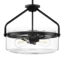 Timphaven 15 in. 2-Light Globe Pendant Matte Black Clear Glass - 1008813587