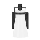 Clermont 5 in. 1-Light Matte Black Vanity Light Sconce with Milk Glass Shade - 1008824736
