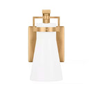 Clermont 5 in. 1-Light Satin Brass Bathroom Vanity Light Sconce with Milk Glass Shade - 1008824806