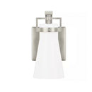 Clermont 5 in. 1-Light Brushed Nickel Bathroom Vanity Light Sconce with Milk Glass Shade - 1008824829