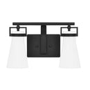 Clermont 14.75 in. 2-Light Matte Black Bathroom Vanity Light with Milk Glass Shades - 1008824835