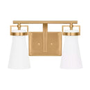 Clermont 14.75 in. 2-Light Satin Brass Bathroom Vanity Light with Milk Glass Shades - 1008824839