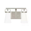 Clermont 14.75 in. 2-Light Brushed Nickel Bathroom Vanity Light with Milk Glass Shades - 1008824840