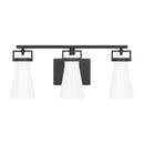Clermont 22 in. 3-Light Matte Black Bathroom Vanity Light with Milk Glass Shades - 1008824937