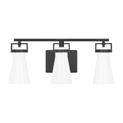 Home Decorators Collection 4001003MG-112 22" Lámpara de Tocador Negra Mate con Pantallas de Vidrio L | MiOfertas