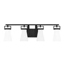 Clermont 30.75 in. 4-Light Matte Black Bathroom Vanity Light with Milk Glass Shades - 1008824970