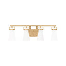 Clermont 30.75 in. 4-Light Satin Brass Bathroom Vanity Light with Milk Glass Shades - 1008825029