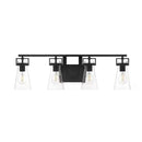Clermont 30.75 in. 4-Light Matte Black Bathroom Vanity Light with Seeded Glass Shades - 1008825032